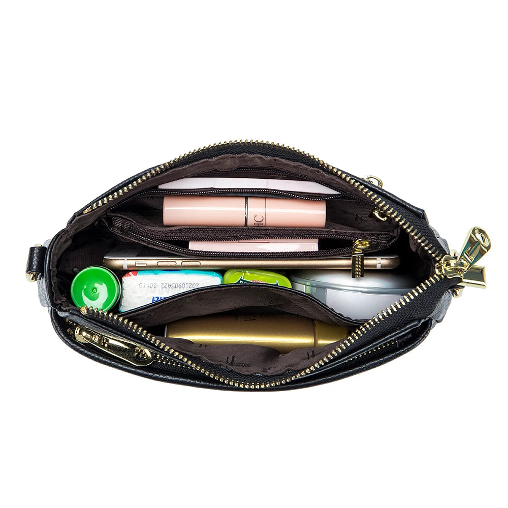 2024 New Fashion Versatile Plaid Head Layer Cowhide Single Shoulder Crossbody Bag Portable Underarm Bag Womens Bag