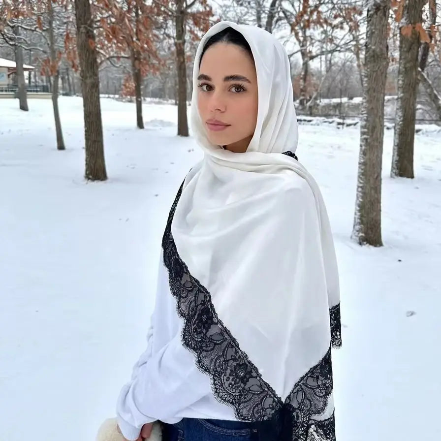 Fashion Lace Rayon Cotton Modal Hijab Shawls For Muslim Womens Headscarf Scarf Headwraps Veil Islamic Headband Ramadan Turban