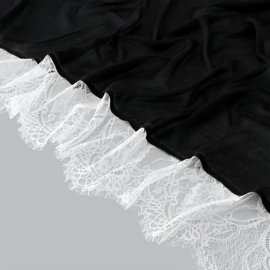 Fashion Lace Rayon Cotton Modal Hijab Shawls For Muslim Womens Headscarf Scarf Headwraps Veil Islamic Headband Ramadan Turban